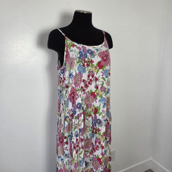 Kensie Floral Maxi Tank Dress Tiered  Viscose Cottagecore Fairy Gypsy Hippie XL - Picture 4 of 14